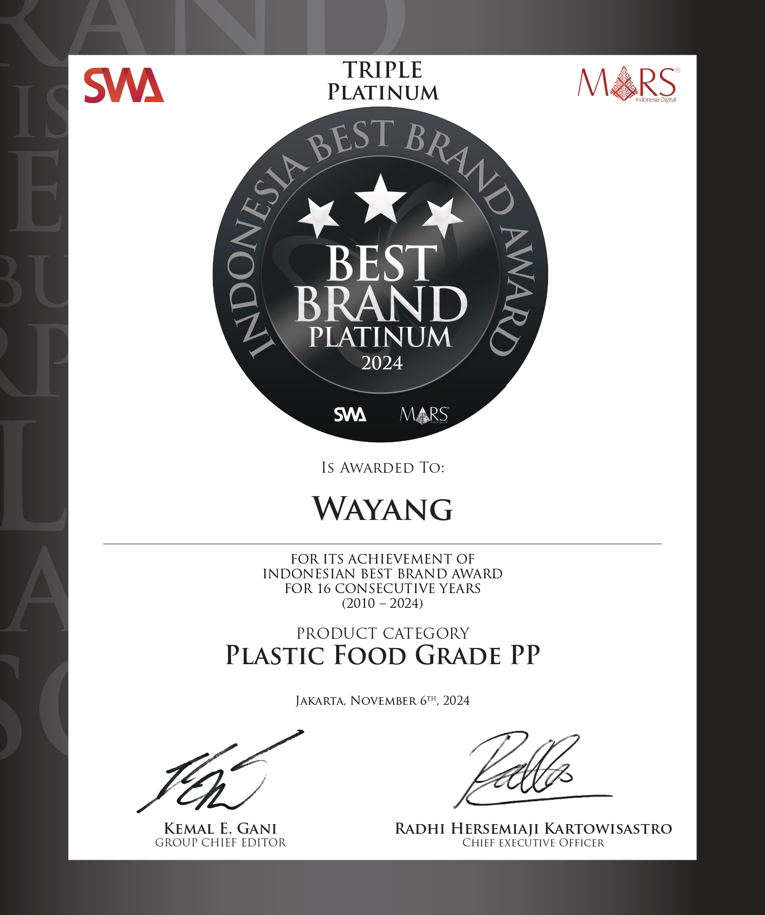 Best Brand Platinum PP Wayang